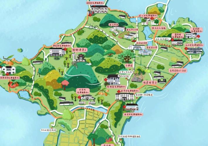 公坡镇手绘地图旅游的独特视角